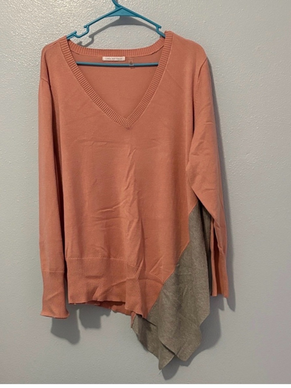 LINDA MATTHEWS Elegant V-Neck Sweater 2X